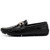 Men's black croc skin pattern metal buckle slip on shoe loafer 01
