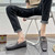 Men's grey croc skin pattern metal buckle slip on shoe loafer 03