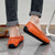 Men's orange croc skin pattern metal buckle slip on shoe loafer 04