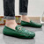 Men's green croc skin pattern metal buckle slip on shoe loafer 03