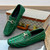 Men's green croc skin pattern metal buckle slip on shoe loafer 07