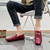 Men's red croc skin pattern metal buckle slip on shoe loafer 03