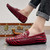 Men's red croc skin pattern metal buckle slip on shoe loafer 02