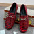 Men's red croc skin pattern metal buckle slip on shoe loafer 06