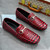 Men's red croc skin pattern metal buckle slip on shoe loafer 07