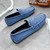 Men's blue snake skin pattern penny strap slip on shoe loafer 07