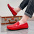 Men's red snake skin pattern penny strap slip on shoe loafer 02