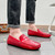 Men's red snake skin pattern penny strap slip on shoe loafer 05