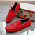 Men's red snake skin pattern penny strap slip on shoe loafer 07