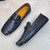 Men's navy pattern shape top metal buckle slip on shoe loafer 06
