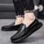 Men's black plain penny strap slip on shoe loafer 02