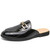 Men's black metal buckle retro croc skin pattern slip on shoe mule 01