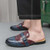 Men's blue red wingtip brogue croc skin pattern monk slip on shoe mule 04