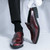 Men's red retro penny strap patent slip on shoe mule 03