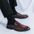 Men's red retro penny strap patent slip on shoe mule 04
