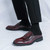Men's red retro penny strap patent slip on shoe mule 06