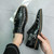 Men's black croc pattern buckle strap cut out slip on shoe mule 06