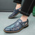 Men's blue croc pattern buckle strap cut out slip on shoe mule 04