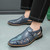 Men's blue croc pattern buckle strap cut out slip on shoe mule 06