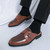 Men's brown nubuck monk strap buckle slip on shoe mule 02