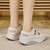 Women's beige hollow & cut out velcro slip on rocker bottom shoe 04