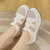 Women's beige hollow & cut out velcro slip on rocker bottom shoe 06
