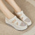 Women's beige hollow & cut out velcro slip on rocker bottom shoe 10