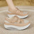 Women's brown hollow & cut out velcro slip on rocker bottom shoe 04