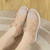 Women's brown hollow & cut out velcro slip on rocker bottom shoe 06
