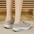 Women's grey hollow & cut out velcro slip on rocker bottom shoe 04