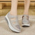 Women's grey hollow & cut out velcro slip on rocker bottom shoe 03