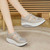 Women's grey hollow & cut out velcro slip on rocker bottom shoe 07