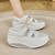 Women's white hollow & cut out velcro slip on rocker bottom shoe 05