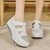 Women's white hollow & cut out velcro slip on rocker bottom shoe 02