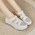Women's white hollow & cut out velcro slip on rocker bottom shoe 10