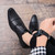 Men's black retro square cap toe oxford dress shoe 03