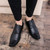 Men's black retro square cap toe oxford dress shoe 05