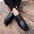Men's black retro square cap toe oxford dress shoe 06