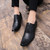 Men's black retro square cap toe oxford dress shoe 08