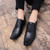 Men's black retro square cap toe oxford dress shoe 09