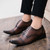 Men's brown retro square cap toe oxford dress shoe 03