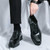 Men's black retro stripe accents oxford dress shoe 02
