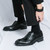 Men's black retro stripe accents oxford dress shoe 05