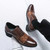 Men's brown retro check pattern cap toe oxford dress shoe 02