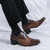 Men's brown retro check pattern cap toe oxford dress shoe 09