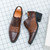 Men's brown retro check pattern cap toe oxford dress shoe 10