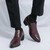 Men's red retro check pattern cap toe oxford dress shoe 04