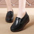 Women's black sewn thread accents slip on rocker bottom shoe 03