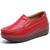 Women's red sewn thread accents slip on rocker bottom shoe 01