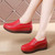 Women's red sewn thread accents slip on rocker bottom shoe 04